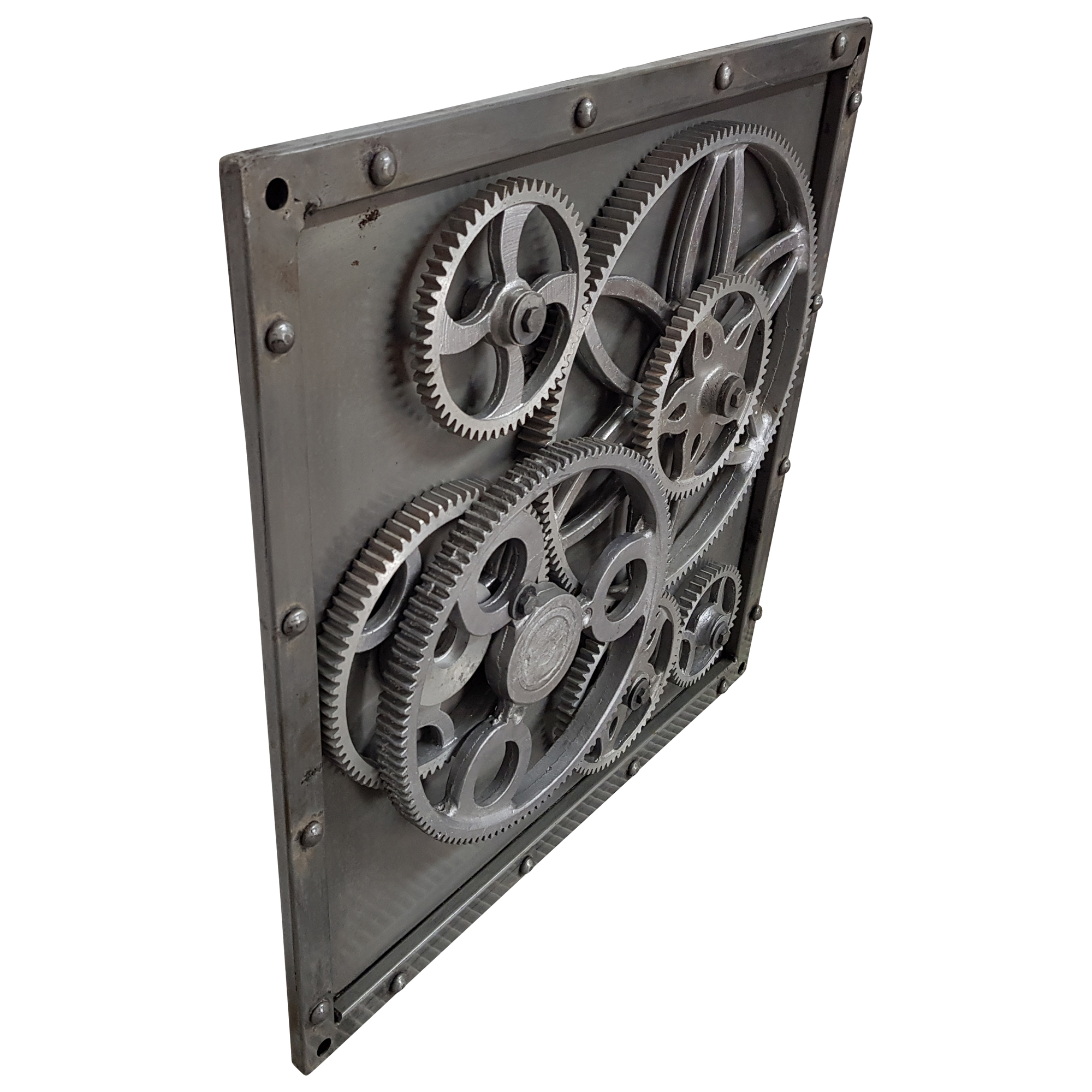 Metallbild 3D Wandbild Zahnräder Deko Design Industrial Style Wand Kunst Bar