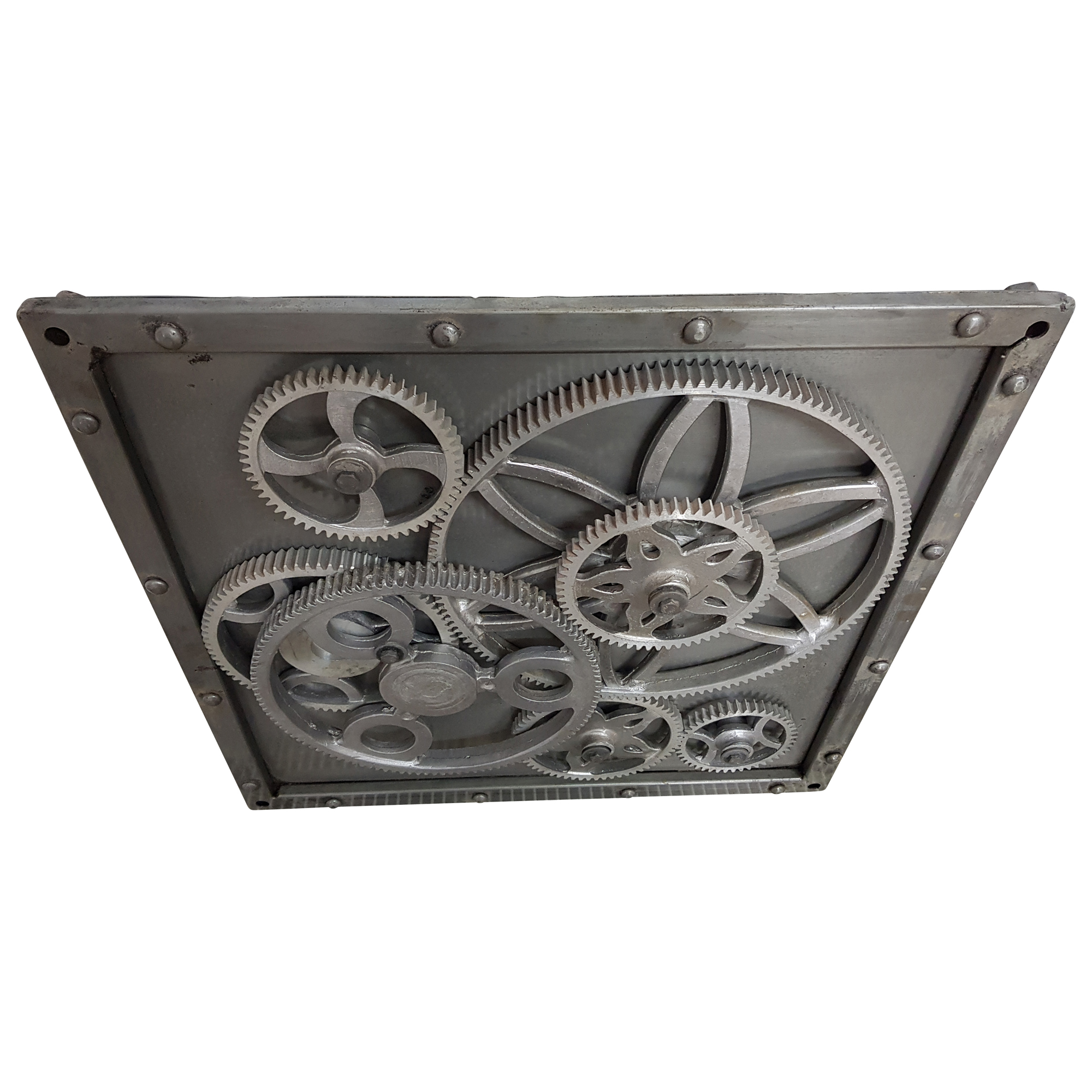 Metallbild 3D Wandbild Zahnräder Deko Design Industrial Style Wand Kunst Bar